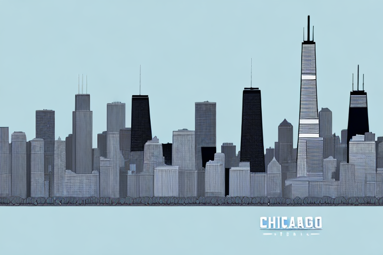 Iconic Chicago Skyline With Various Social Media Symbols Integrated Into The Architecture