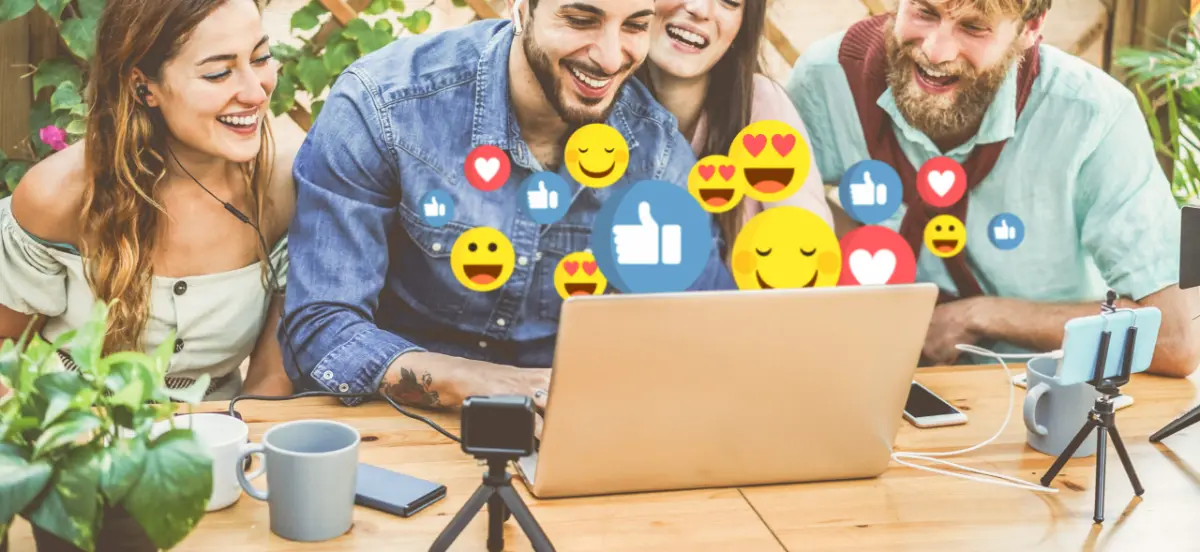 young people streaming online using laptop