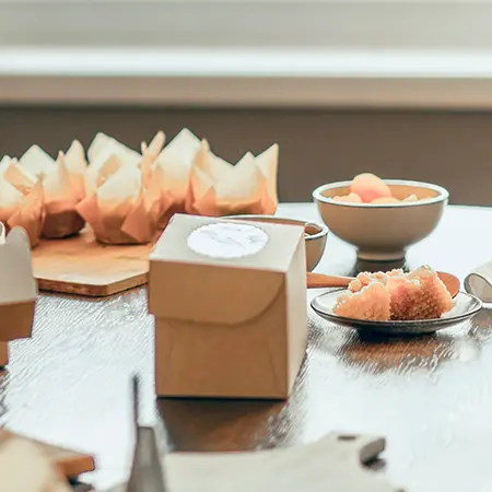 Tabletop of content for a social media campaign