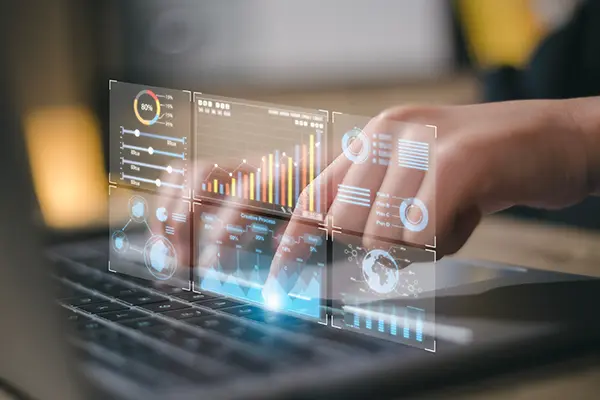 Ad management and optimization overlay on a laptop