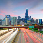Chicago city from freeway